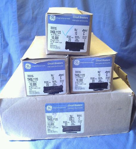 Box 10 ge thql1120 1 pole model c 120/240v 20 amps plug in circuit breaker nib for sale