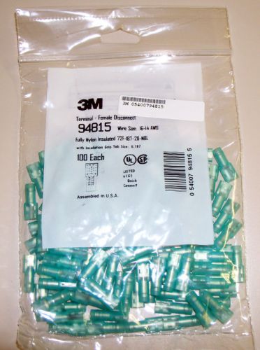 100 pcs 3m 94815 terminal-female disconnect 16-14 awg for sale