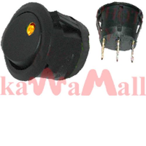 ROUND 12V YELLOW LED SNAP ROCKER SWITCH TOGGLE CAR SPST