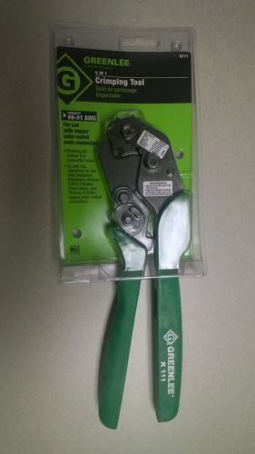 NEW GREENLEE 5 in 1 RATCHET CHRIMPING TOOL #8 - #1 AWG MODEL K111