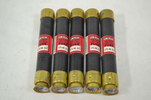 Lot 5 bussmann lps-rk 25 low-peak dual element time delay 25a amp fuse b352429 for sale