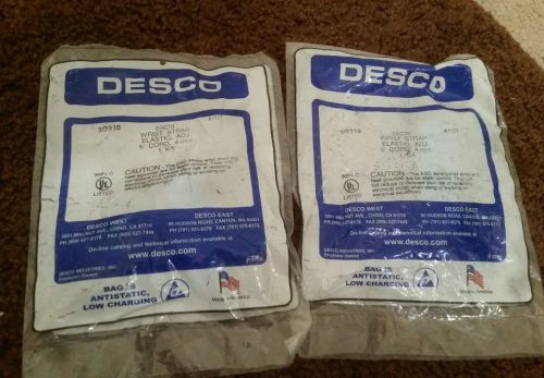 2 NEW DESCO 09070 WRIST STRAP ADJUSTABLE ELASTIC GROUND GROUNDING 6&#039; CORD 4MM