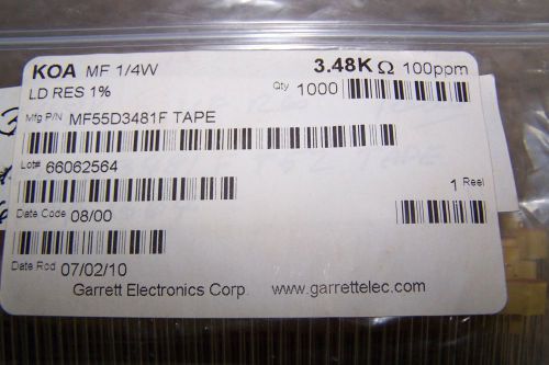 1000 ps 3.48K ohm Through Hole Resistor Metal Film 1% 1/4W 100ppm MF55D3481F New