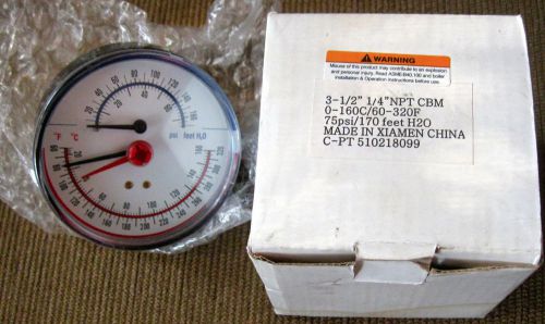 Gauge 3-1/2&#034; 1/4&#034; NPT CBM C-PT510218099  Free Shipping