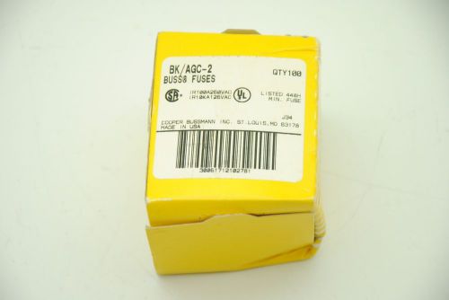 Cooper Bussmann BK/AGC-2, Fast Acting Fuses, Qty 100