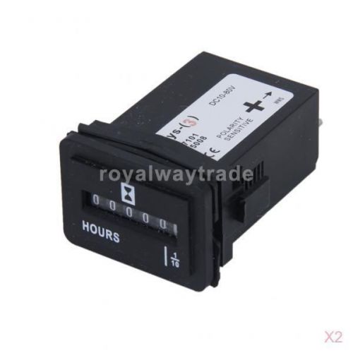 2x 10V-80V DC Hour Meter Sealed Counter Gauge Mesure for Boat Car Truck Engine