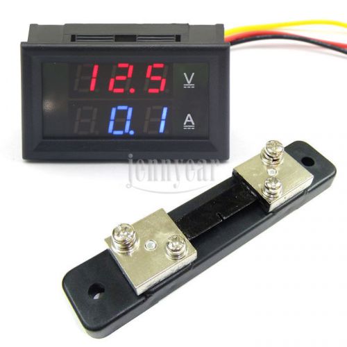 Digital DC 30V Voltmeter 50A Ammeter with Shunt Dual LED Volt Amp Panel Meter