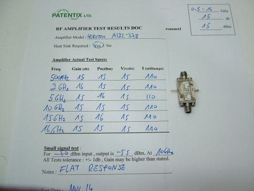 HEROTEK RF ULTRA BROADBAND AMPLIFIER  500MHz - 16GHz   A182-378