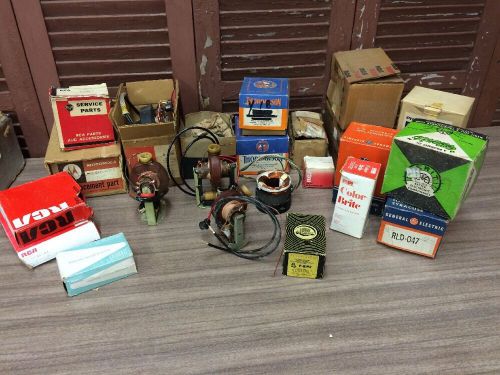 LARGE LOT OF VINTAGE RADIO TV REPAIR PARTS. TRANSFORMER YOKE NOS