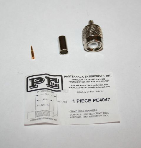 Pasternack PE4047 TNC-Male straight connector RG55 RG141 RG142 RG223 RG400 NIB