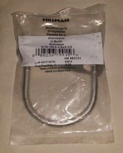 Hillman stainless steel u-bolt:  5/16-18x3-1/2x2  model (h#) 883301 for sale