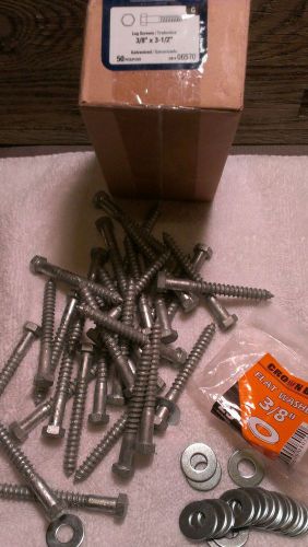 CROWN BOLT 3/8&#034; X 3-1/2&#034; Galvanized Lag Screws (32 ct )pn 06570 w (22) washers