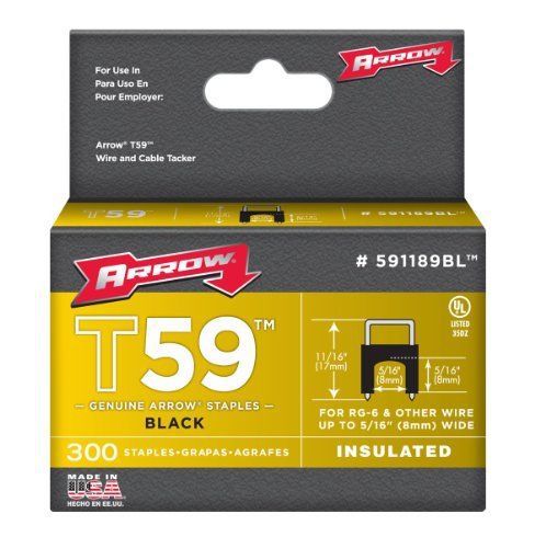 Arrow 591189blss genuine t59 insulated 5/16-inch by 5/16-inch staples  black  30 for sale