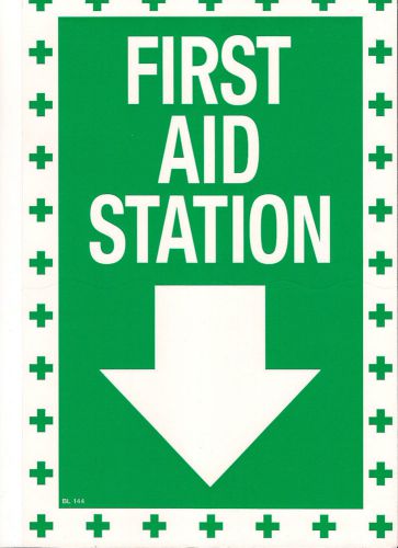 Self-adhesive vinyl &#034;first aid station&#034; sign 8&#034; x 12&#034; new for sale