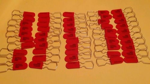 50 Supply Source One Padlock Security Seals , Red , Steel Wire