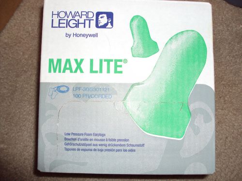 EAR PLUGS MAX LITE 30 DECIBELS BOX OF 100 PR/CORDED NEVER OPENED LOOK