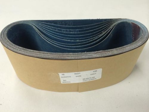 NEW *Set of 10* Wet / Dry 120 Grit Abrasive Sanding Belts 3&#034; x 21&#034; FREE SHIPPING