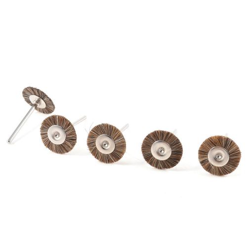 5 Pcs Silver Tone Shank Brown Fibre Grinding Polishing Brush Wheel