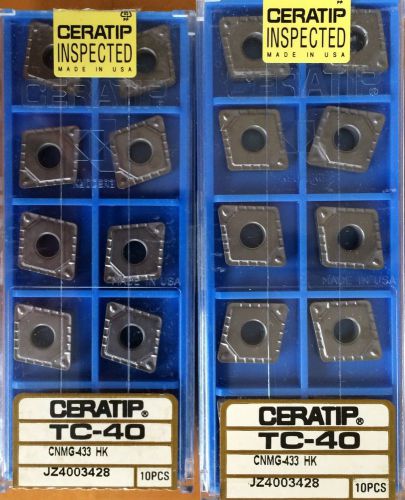 Kyocera Ceratip CNMG-433 HK Inserts (QTY 10) TC-40 HIGH SPEED STEEL FINISHING