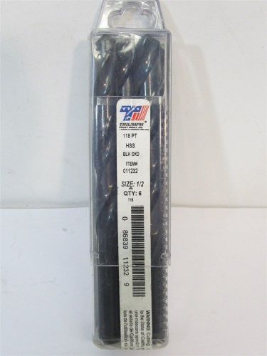 Triumph Twist Drill 011232, 1/2&#034;, HSS, Jobber Length Drill Bits - 6 each