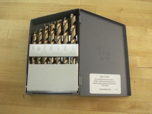 15 Pc Cobalt Jobber Length Drill Set, 1/16 - 1/2&#034; x 1/32nds - CA10340 | USA (8B)