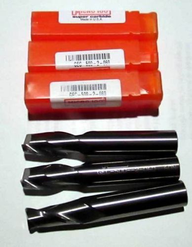 3 pc. micro 100 gec 1/2&#034;x . 060(cr) 2 fl carbide cc cnc end mills-hard metals for sale