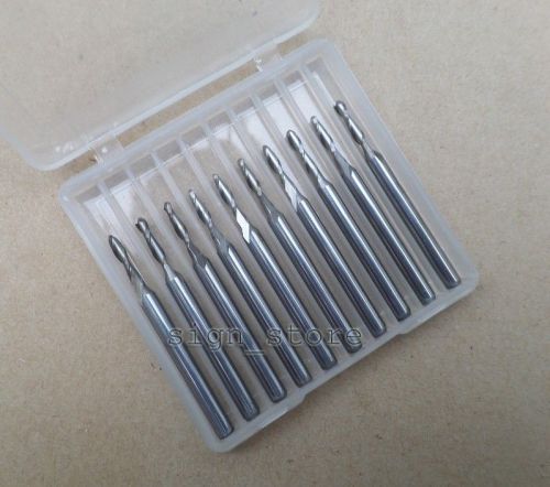 10 pcs Ball Nose Carbide Endmill Two Flute Spiral CNC Router Bits 1/8&#034; 2.0x8mm