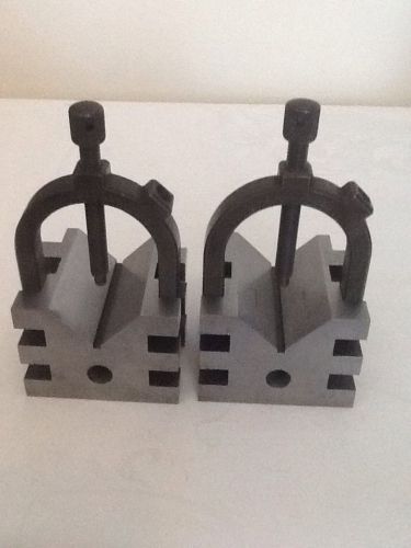 Machinist Pair Of Matching V - Blocks / Clamps Tool Maker Made