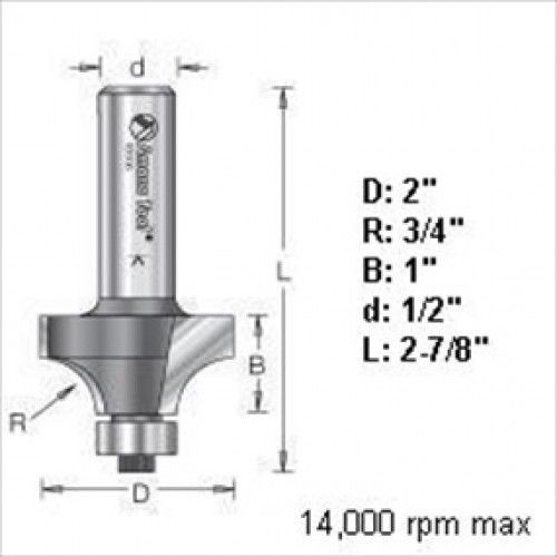 Amana 49520 3/4&#034; Radius Round Over Router Bit 1/2&#034; Shank