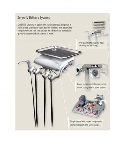 Dci series iv automatic 3 handpiece arm / post mounted delivery system unit for sale