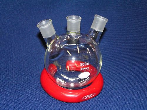 Kimax 500 ml round bottom 3-neck flask, 19/22 top joints for sale