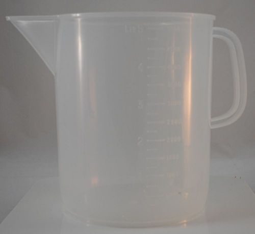 Polypropylene graduated plastic pitcher beaker: 5000ml short form 5 liter for sale