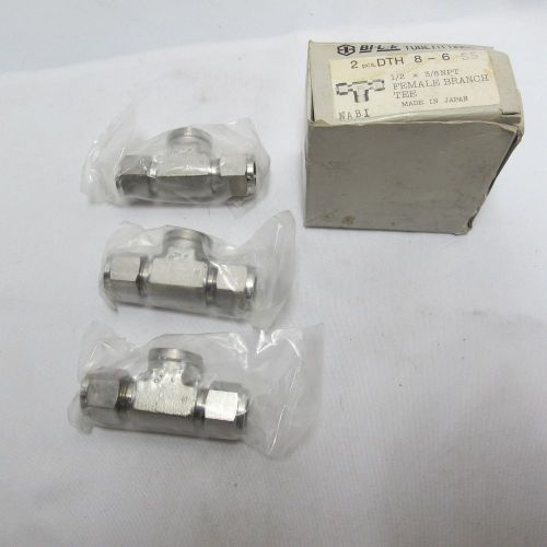 Lot of 3ea bi-lok/swagelok female branch tee 1/2&#034;x3/8&#034;npt for sale