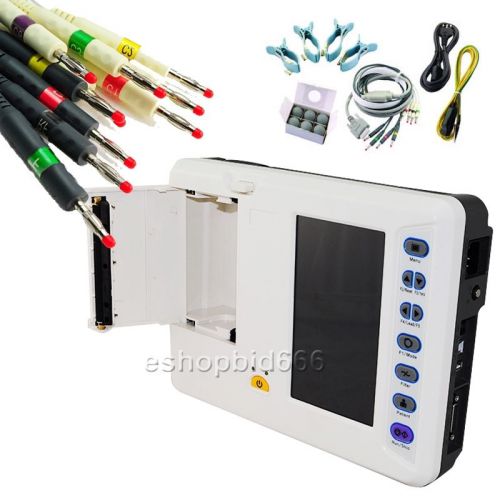 6 Channel 7 inch Color LCD Digital Electrocardiograph ECG EKG Machine  40 Cases