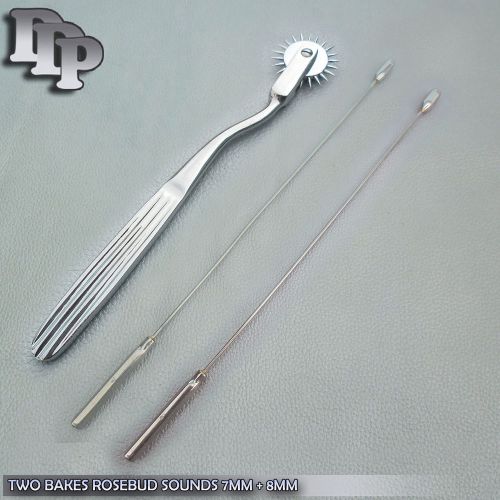 Two Pcs Bakes Rosebud Urethral Sounds 7MM &amp; 8MM PINWHEEL