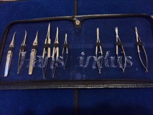 9 PC CASTROVIEJO MICRO SURGERY SCISSORS NEEDLE HOLDERS OPHTHALMIC EYE SET KIT