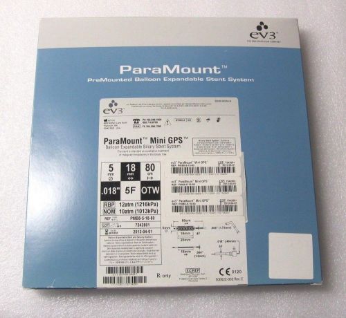 Paramount mini gps pmb8-5-18-80 balloon exp. biliary stent and delivery system for sale