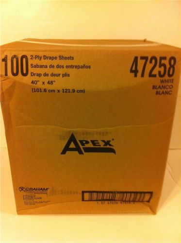 LOT 2 CASE CASES OF 100 2 PLY DRAPE SHEETS APEX 47258 WHITE 40&#034;X48&#034;