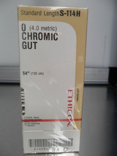 Ethicon Chromic Surgical Gut Suture Standard Length ETH S114H 54&#039; 3 doz per box