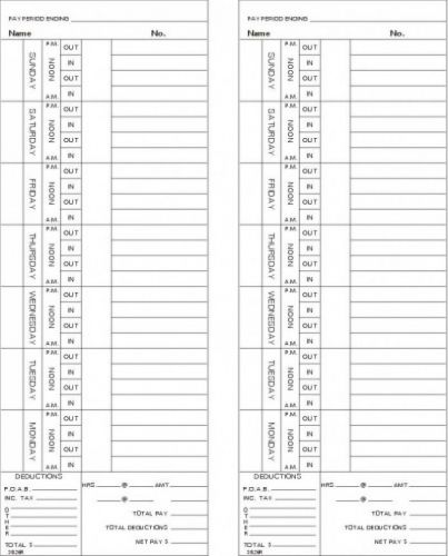 Time card amano 3600 bi-weekly double sided timecard 3826r-2 box of 1000 for sale