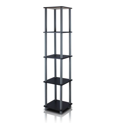 FURINNO 99132LC 5-Tier Corner Square Rack Display Shelf - Light Cherry Finish