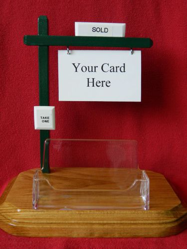 Real Estate Business Card Holder JLS Green Realtor Realty Sold Sign Desk Gift