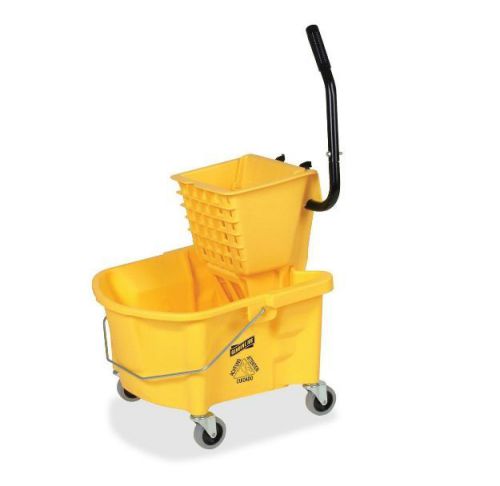 Splash Guard Mop Bucket Wringer Combo 6 Gallon Capacity Yellow Cleaning Casters