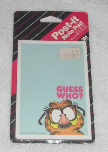 NEW! VINTAGE 1987 3M JIM DAVIS GARFIELD POST-IT NOTES PAD GUESS WHO? 4&#034; X 5-7/8&#034;