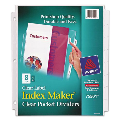 Index maker clear label three-hole punch view dividers, letter, 8/set for sale