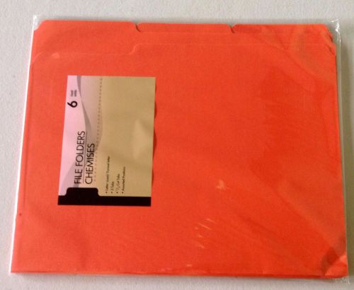 =LOT#J NEW 6  BENT ENDS ORANGE FILE FOLDERS HOME OFFICE TEACHERS WORK SCHOOL