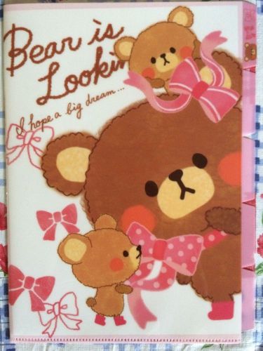 Rilakkuma bear pink bow 5-pocket a4 file folder for sale