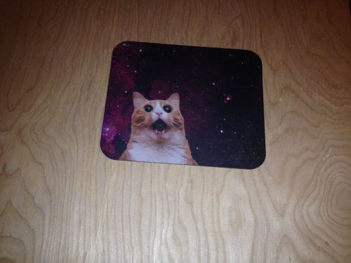 Galaxy Cat Screaming In Space Mouse Pad