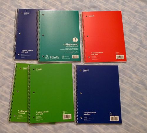 Lot of 6 College Ruled Notebooks