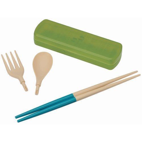 reina MY CUTLERY MOSAIC Portable Cutlery Chopsticks Set NATIVE GREEN Japan New